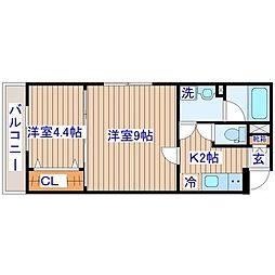 仮)根岸町新築アパート 2Kの間取図画像