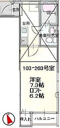 インターラーケンKS 1Kの間取図画像