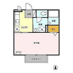 パルメゾン 1Kの間取図画像