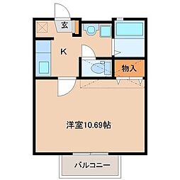 エアフォルク新田東1番館 1Kの間取図画像