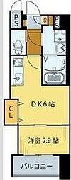 シェルグランデ原町 1DKの間取図画像