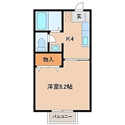 ソレアード遠見塚3 1Kの間取図画像