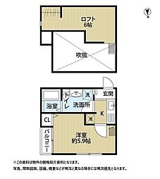 エスパーセK 1Kの間取図画像