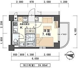 ラピス雨宮 1Kの間取図画像