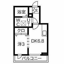アスティ高松 1DKの間取図画像