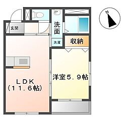 シャインパレス 1LDKの間取図画像