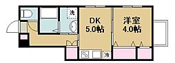 アンセル長町B 1DKの間取図画像