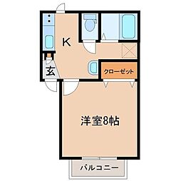 リヒトハイム富沢 1Kの間取図画像