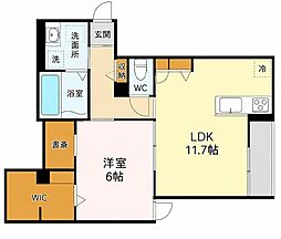 Belle Lead元茶畑 1SLDKの間取図画像
