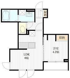 仙台市若林区中倉1丁目アパート 1LDKの間取図画像