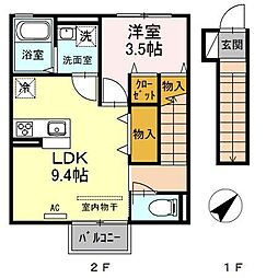 フォレスト上野山 1LDKの間取図画像