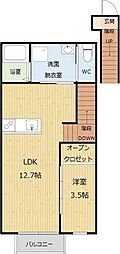 アステラス八乙女 1LDKの間取図画像