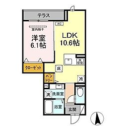 仙台市青葉区福沢町アパート 1LDKの間取図画像