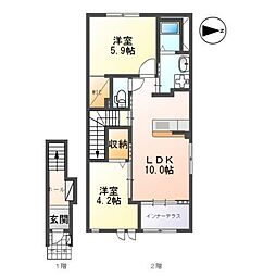 ユーフォリア 2LDKの間取図画像