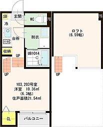 ハーモニーテラス東仙台5 1Kの間取図画像
