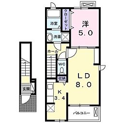 アンファミーユ3 1LDKの間取図画像