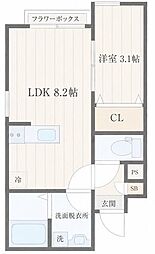 仙台市宮城野区福住町アパート 1LDKの間取図画像