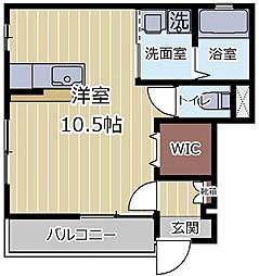 シャトルクレスト向山C ワンルームの間取図画像