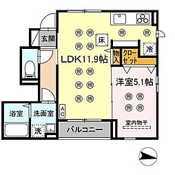 D-ROOM富沢西5丁目 1LDKの間取図画像
