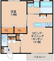 サニーガーデン花みずき 1LDKの間取図画像