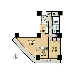 パークタワー台原 2SLDKの間取図画像