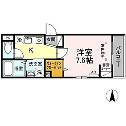 D-room宮千代 1Kの間取図画像