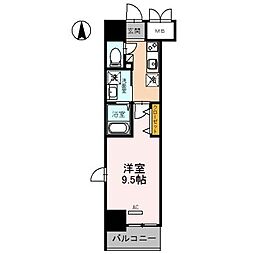 ロージェ泉中央 1Kの間取図画像