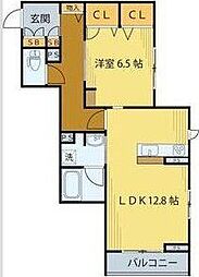 ベレオ北仙台駅 1LDKの間取図画像