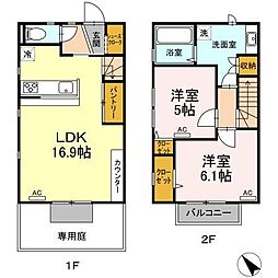 ワン・ディア・ガーデン 2LDKの間取図画像