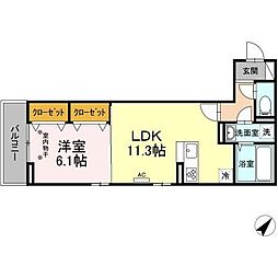 D-roomDearcourt八本松 1LDKの間取図画像