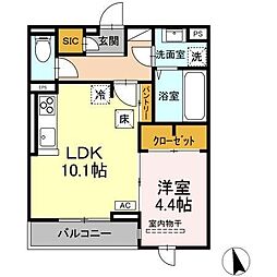 ユーコーコーポ2 1LDKの間取図画像