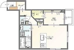 TIMEOFF 薬師堂 1LDKの間取図画像