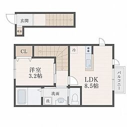 FORIA新宮沢橋A 1LDKの間取図画像