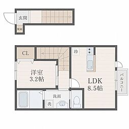 FORIA新宮沢橋A 1LDKの間取図画像