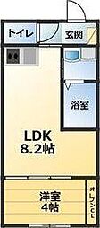 新築北山アパート 1LDKの間取図画像
