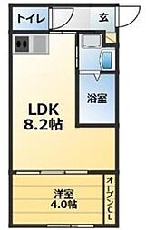 新築北山アパート 1LDKの間取図画像