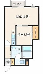 リヴェール上杉B 1LDKの間取図画像