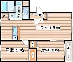 ボヌールヴイル国見B 2LDKの間取図画像