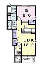 ホープヒルズ2番館 1LDKの間取図画像