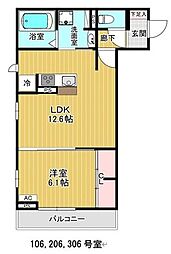 アビタシオン広瀬米ケ袋 1LDKの間取図画像