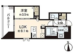 シーズンフラッツ仙台鉄砲町 1LDKの間取図画像