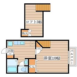 エスポワールシャトー愛子1 1Kの間取図画像