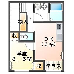 Casa クオーレ 1DKの間取図画像
