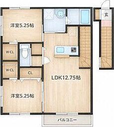 プレミュール南光台 2LDKの間取図画像