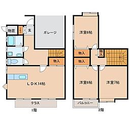 ルミエール福室D 3LDKの間取図画像