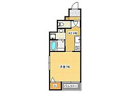 プルミエ仙杜 1Kの間取図画像