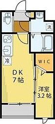 ユーバーストラーセ 1DKの間取図画像