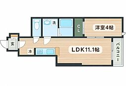 ラウレア富沢 1SKの間取図画像