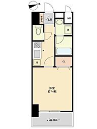 パークフラッツ本町 11階1Kの間取り