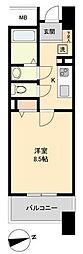 パークフラッツ五橋 1Kの間取図画像